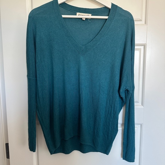 Aritzia Teal V-Neck Sweater Cashmere Blend - Picture 1 of 4